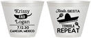 Custom Wedding 9 oz Wine Frosted Cups - Fiesta Siesta Tequila Repeat | 344
