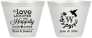 Custom Wedding 9 oz Wine Frosted Cups - Love Laughter Happily | 345