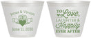 Custom Wedding 9 oz Wine Frosted Cups - Love Laughter Happily | 346