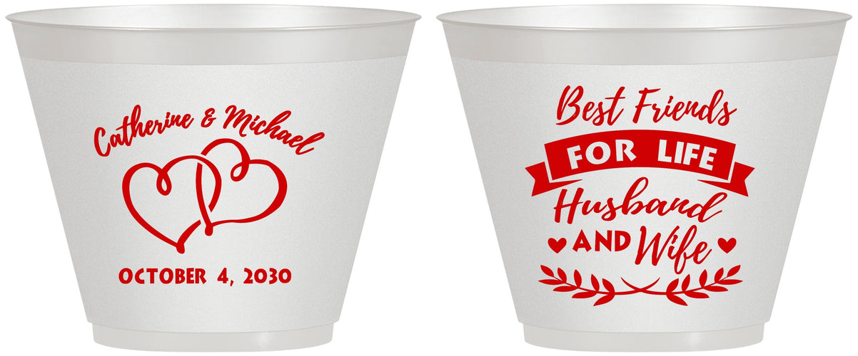 Custom Wedding 9 oz Wine Frosted Cups - Best Friends For Life | 349