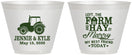 Custom Wedding 9 oz Wine Frosted Cups - Left The Farm Tractor | 351