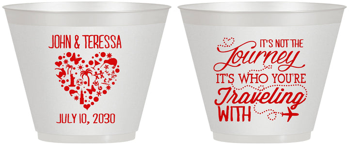 Custom Wedding 9 oz Wine Frosted Cups - Journey Traveling With | 354
