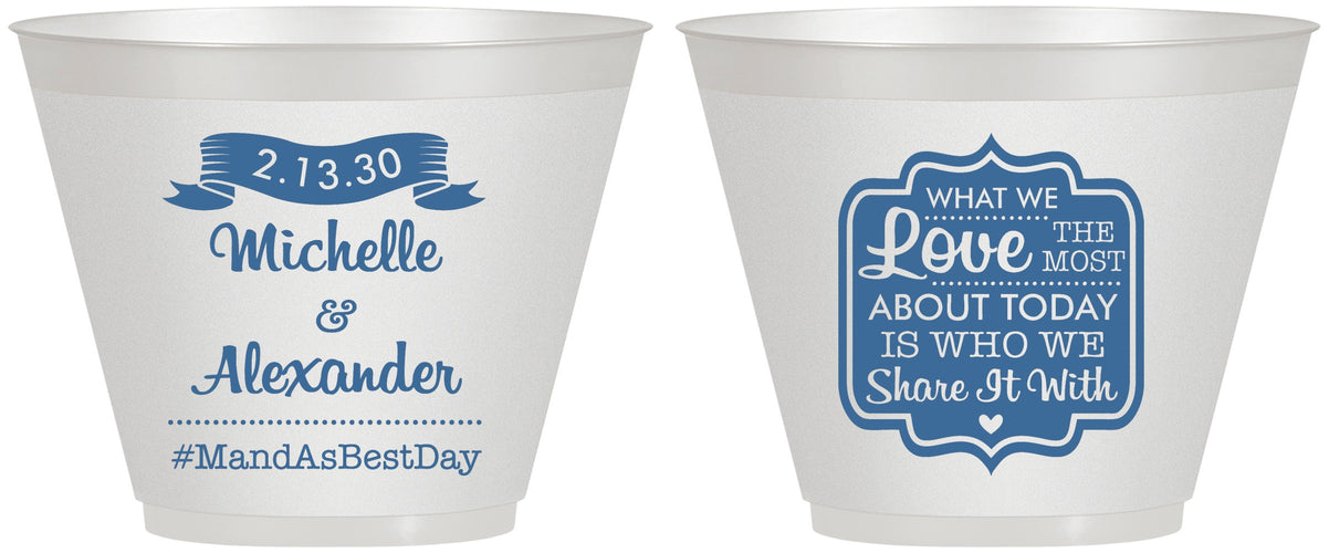 Custom Wedding 9 oz Wine Frosted Cups - Love Story | 359