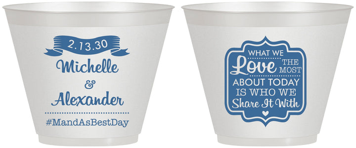 Custom Wedding 9 oz Wine Frosted Cups - Love Story | 359
