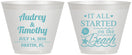 Custom Wedding 9 oz Wine Frosted Cups - Started On The Beach | 361