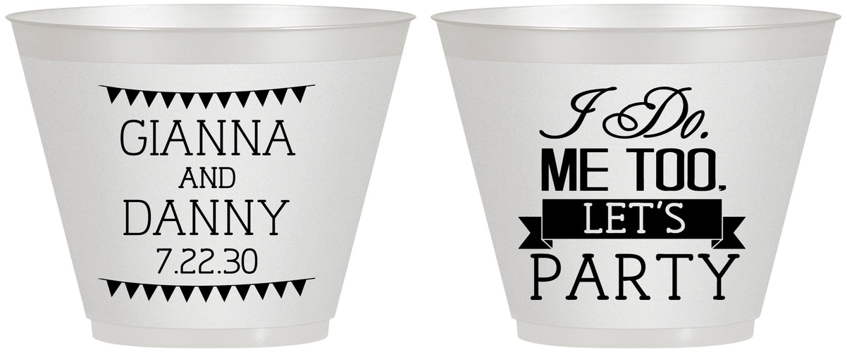 Custom Wedding 9 oz Wine Frosted Cups - I Do Me Too | 363