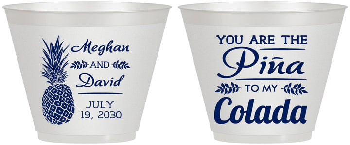 Custom Wedding 9 oz Wine Frosted Cups - Pina Colada | 364