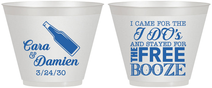 Custom Wedding 9 oz Wine Frosted Cups - I Do Free Booze | 371
