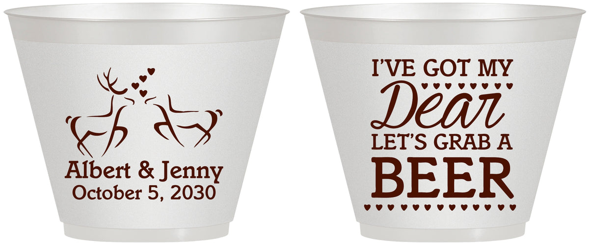 Custom Wedding 9 oz Wine Frosted Cups - Dear Beer | 372
