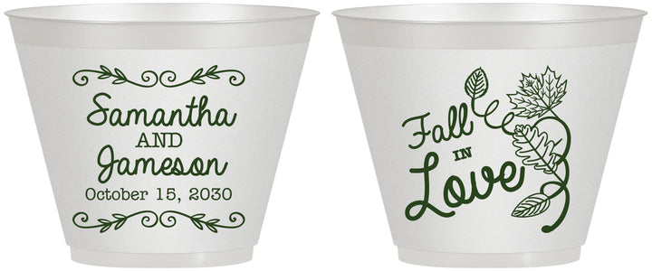 Custom Wedding 9 oz Wine Frosted Cups - Fall In Love | 377