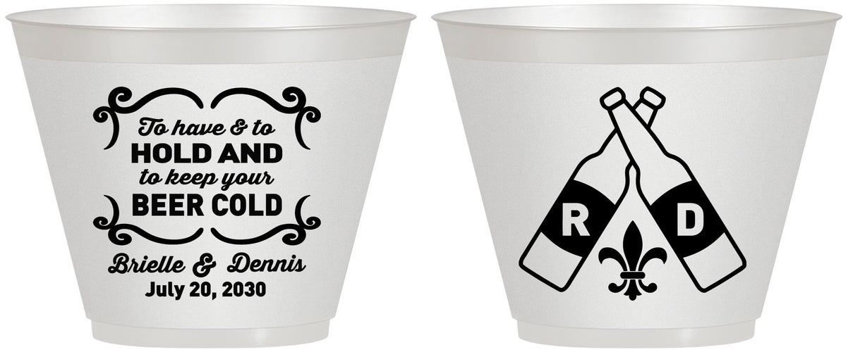 Custom Wedding 9 oz Wine Frosted Cups - Fleur De Lis | 378