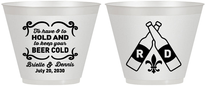 Custom Wedding 9 oz Wine Frosted Cups - Fleur De Lis | 378