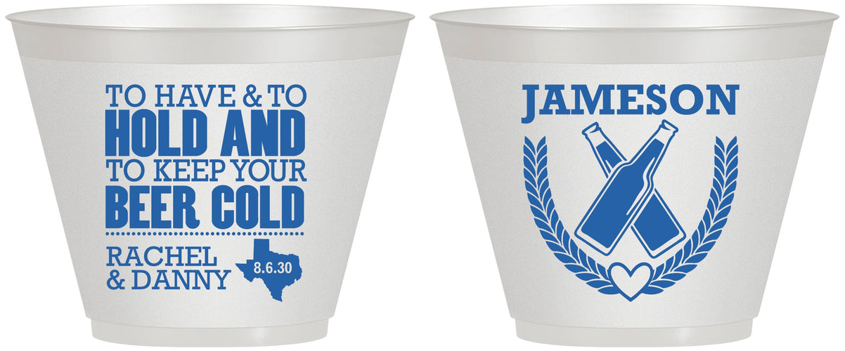 Custom Wedding 9 oz Wine Frosted Cups - To Have And To Hold | 379