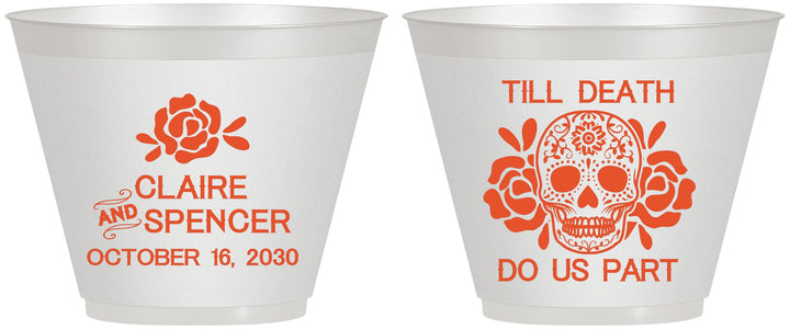 Custom Wedding 9 oz Wine Frosted Cups - Till Death Do Us Part | 380