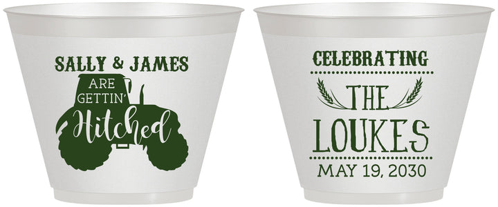 Custom Wedding 9 oz Wine Frosted Cups - Tractor | 381