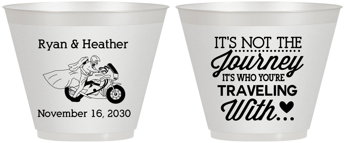 Custom Wedding 9 oz Wine Frosted Cups - Journey Traveling With | 385
