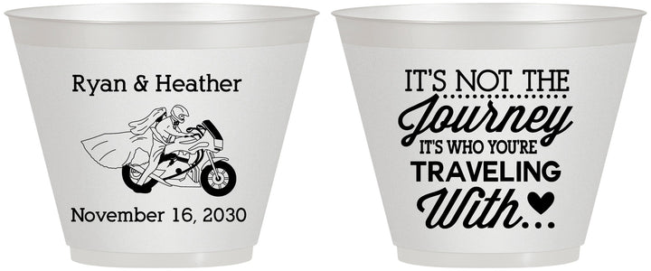 Custom Wedding 9 oz Wine Frosted Cups - Journey Traveling With | 385