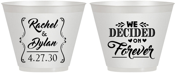 Custom Wedding 9 oz Wine Frosted Cups - We Decided On Forever | 386