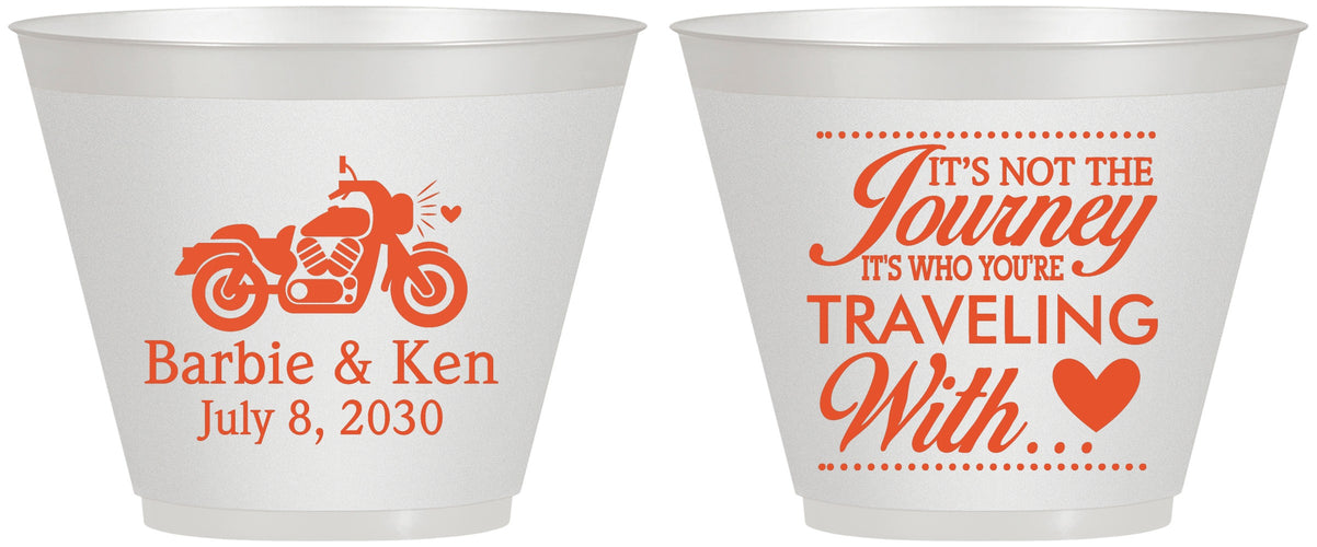 Custom Wedding 9 oz Wine Frosted Cups - Journey Traveling With | 388