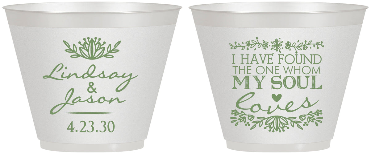 Custom Wedding 9 oz Wine Frosted Cups - Found My Soul | 390