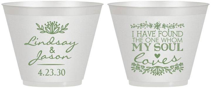 Custom Wedding 9 oz Wine Frosted Cups - Found My Soul | 390