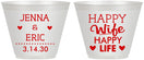 Custom Wedding 9 oz Wine Frosted Cups - Happy Wife Happy Life | 393