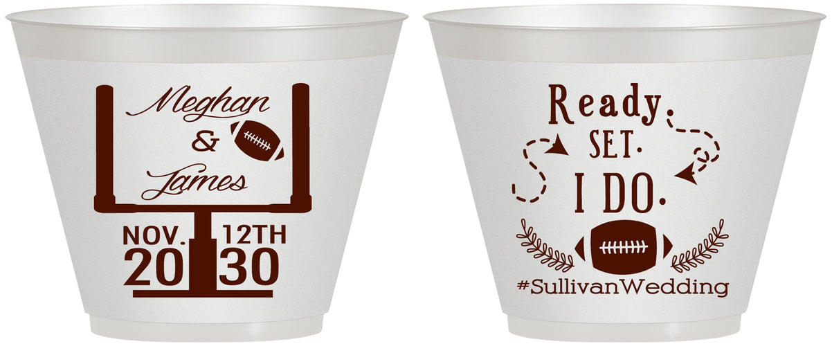 Custom Wedding 9 oz Wine Frosted Cups - Football | 394