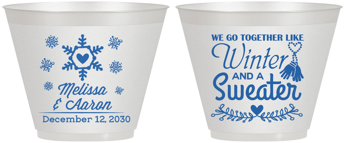 Custom Wedding 9 oz Wine Frosted Cups - Christmas Winter | 399