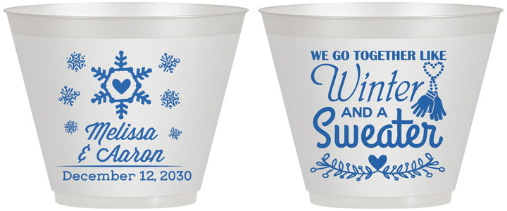 Custom Wedding 9 oz Wine Frosted Cups - Christmas Winter | 399