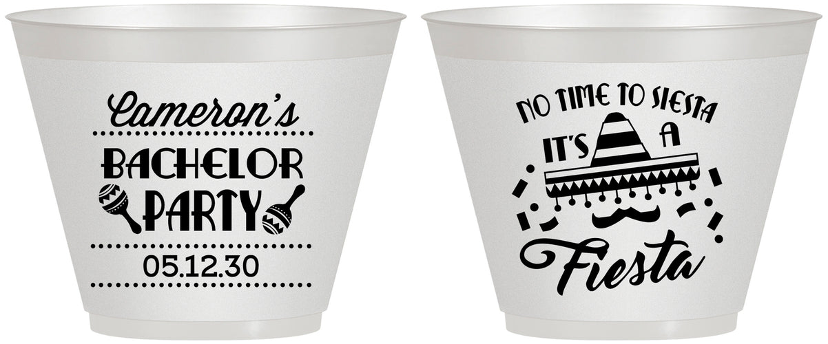 Custom Bachelor Party 9 oz Wine Frosted Cups - Siesta Fiesta Mexican | 40000
