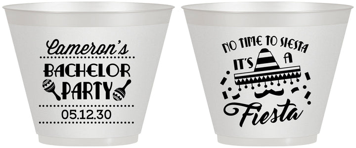 Custom Bachelor Party 9 oz Wine Frosted Cups - Siesta Fiesta Mexican | 40000