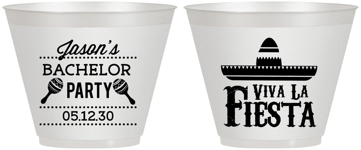 Custom Bachelor Party 9 oz Wine Frosted Cups - Viva La Fiesta Mexican | 40001
