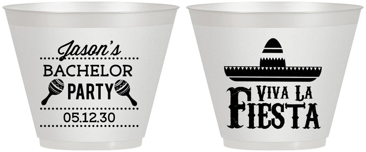 Custom Bachelor Party 9 oz Wine Frosted Cups - Viva La Fiesta Mexican | 40001