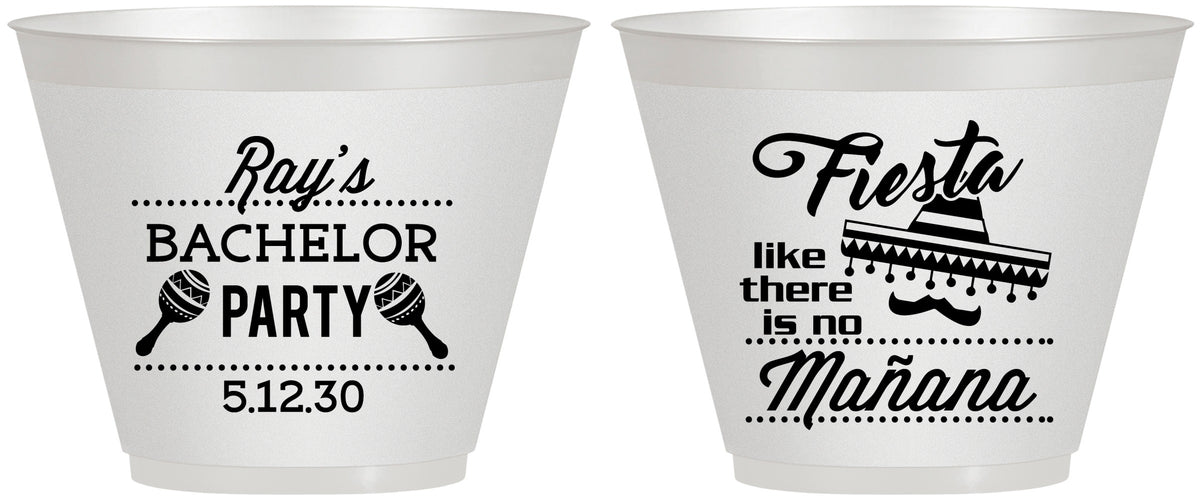 Custom Bachelor Party 9 oz Wine Frosted Cups - Fiesta No Manana | 40002