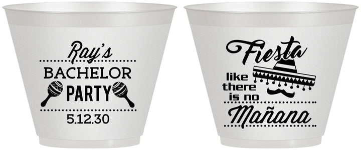 Custom Bachelor Party 9 oz Wine Frosted Cups - Fiesta No Manana | 40002