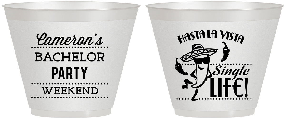 Custom Bachelor Party 9 oz Wine Frosted Cups - Hast La Vista Single Life | 40003