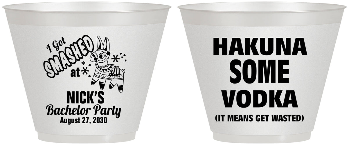 Custom Bachelor Party 9 oz Wine Frosted Cups - Fiesta Mexican | 40004
