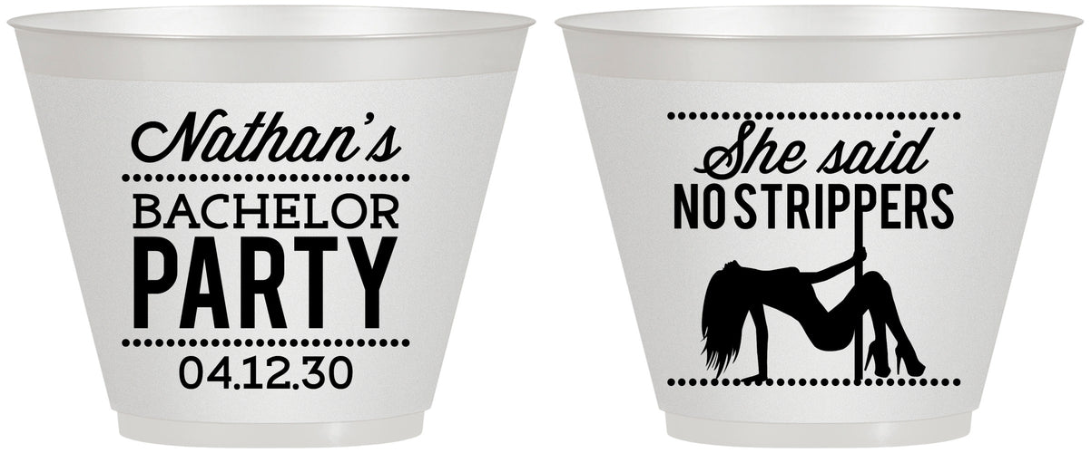 Custom Bachelor Party 9 oz Wine Frosted Cups - Strip Club | 40008