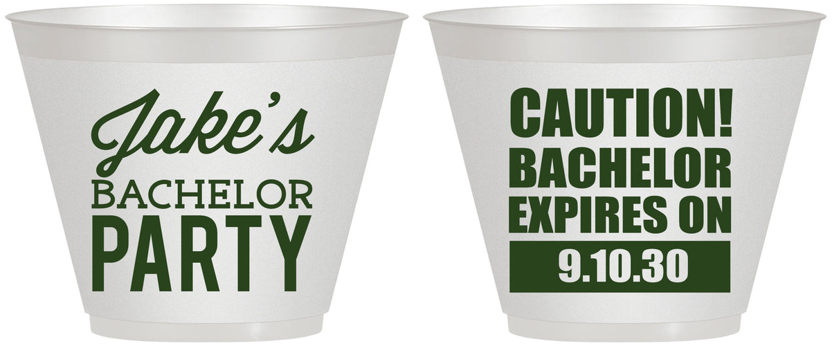 Custom Bachelor Party 9 oz Wine Frosted Cups - Caution Expires On | 40009