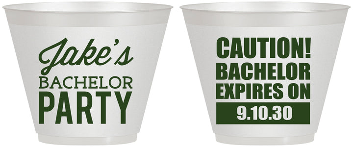 Custom Bachelor Party 9 oz Wine Frosted Cups - Caution Expires On | 40009