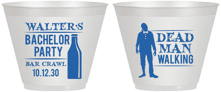 Custom Bachelor Party 9 oz Wine Frosted Cups - Dead Man Walking | 40011