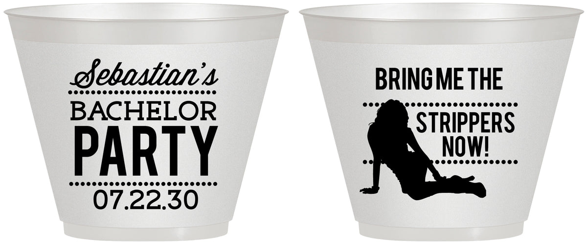 Custom Bachelor Party 9 oz Wine Frosted Cups - Strip Club | 40017