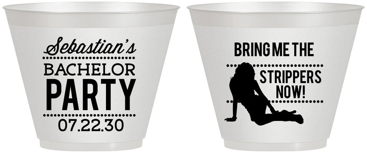 Custom Bachelor Party 9 oz Wine Frosted Cups - Strip Club | 40017
