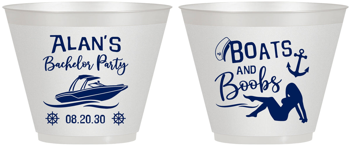 Custom Bachelor Party 9 oz Wine Frosted Cups - Nautical Boats | 40021