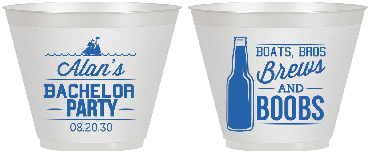 Custom Bachelor Party 9 oz Wine Frosted Cups - Brews And Boobs | 40022