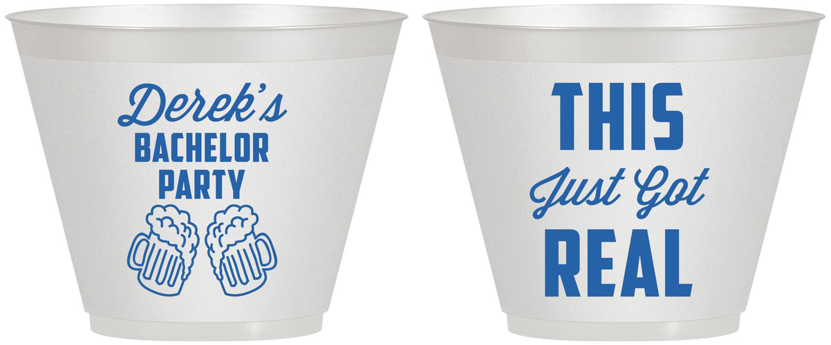 Custom Bachelor Party 9 oz Wine Frosted Cups - Just Got Real | 40024