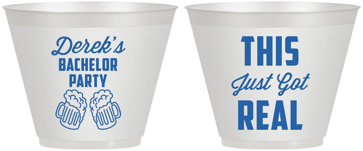 Custom Bachelor Party 9 oz Wine Frosted Cups - Just Got Real | 40024