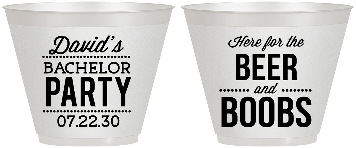 Custom Bachelor Party 9 oz Wine Frosted Cups - Beer And Boobs | 40027