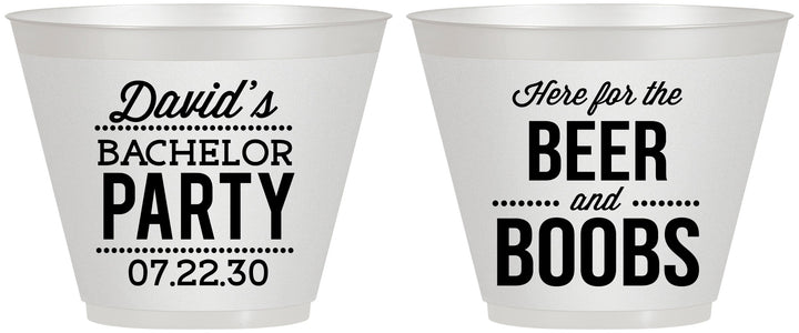 Custom Bachelor Party 9 oz Wine Frosted Cups - Beer And Boobs | 40027