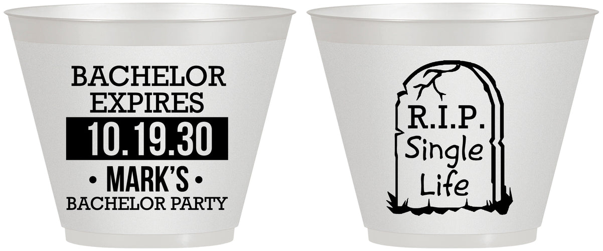 Custom Bachelor Party 9 oz Wine Frosted Cups - Rip Single Life | 40028